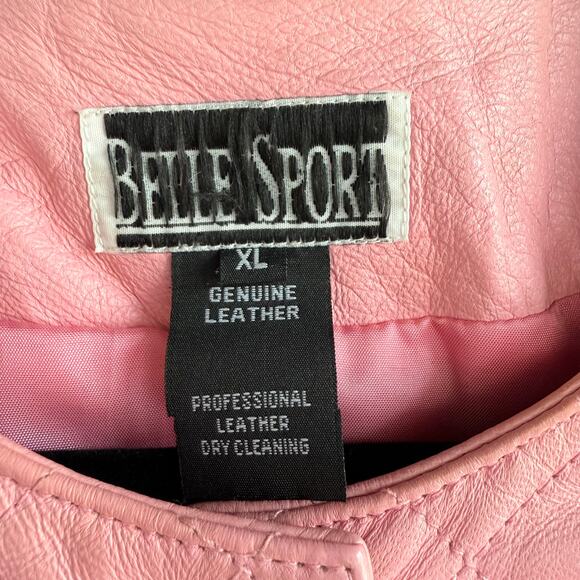 Vtg Leather Jacket Pink Quilted Collarless Womens XL 90s Barbiecore Coquette - Picture 4 of 10
